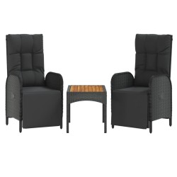 Chaises inclinables de jardin lot de 2 et table résine tressée 