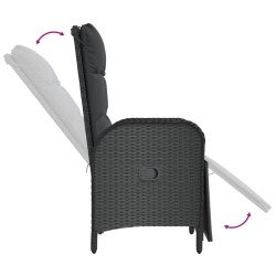Chaises inclinables de jardin lot de 2 et table résine tressée 