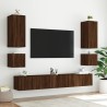 Meuble TV muraux 6 pcs avec lumières LED chêne marron 