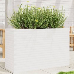 Jardinière blanc 110x40x68,5 cm bois de pin massif 