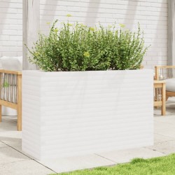 Jardinière blanc 110x40x68,5 cm bois de pin massif 