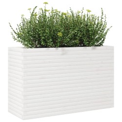 Jardinière blanc 110x40x68,5 cm bois de pin massif 