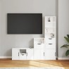 Meubles TV 4 pcs avec rangement ODDA blanc bois de pin massif 