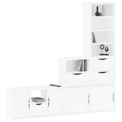 Meubles TV 4 pcs avec rangement ODDA blanc bois de pin massif 
