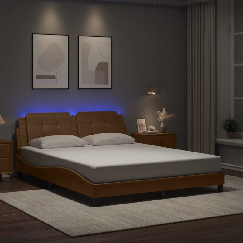 Cadre de lit avec LED sans matelas cappuccino 160x200 cm 