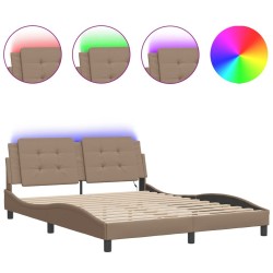 Cadre de lit avec LED sans matelas cappuccino 160x200 cm 