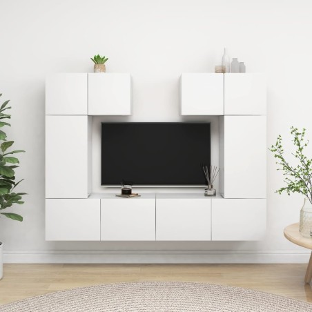 Ensemble de meubles TV 6 pcs Blanc Bois d'ingénierie 