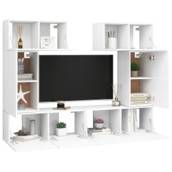 Ensemble de meubles TV 6 pcs Blanc Bois d'ingénierie 