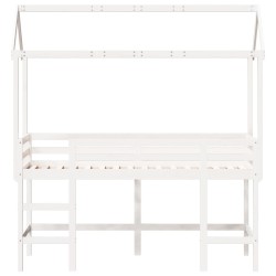 Lit superposé avec échelle et toit sans matelas blanc 80x200 cm 