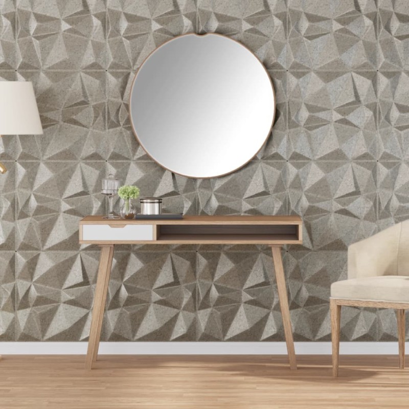 Panneaux muraux 12 pcs béton 50x50 cm XPS 3 m² losange 