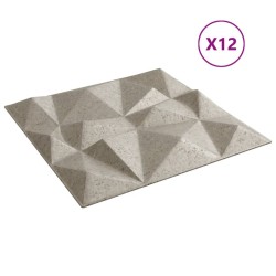 Panneaux muraux 12 pcs béton 50x50 cm XPS 3 m² losange 