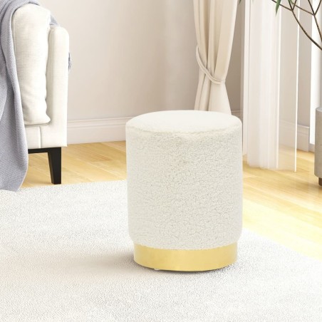 Tabouret rond Blanc Molleton 