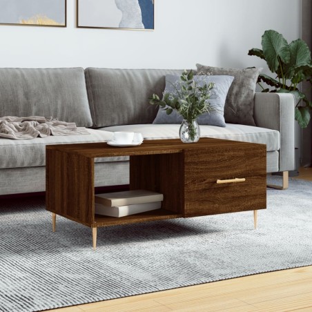 Table basse chêne marron 90x50x40 cm bois d'ingénierie 