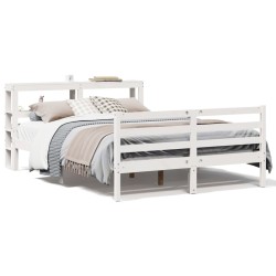 Cadre de lit sans matelas blanc 160x200 cm bois de pin massif 