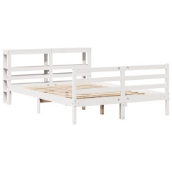 Cadre de lit sans matelas blanc 160x200 cm bois de pin massif 