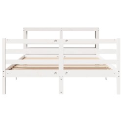 Cadre de lit sans matelas blanc 160x200 cm bois de pin massif 
