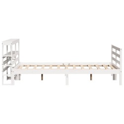 Cadre de lit sans matelas blanc 160x200 cm bois de pin massif 