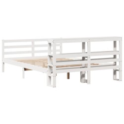 Cadre de lit sans matelas blanc 160x200 cm bois de pin massif 