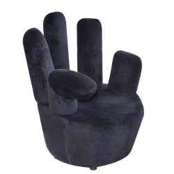 Chaise en forme de main noir velours 