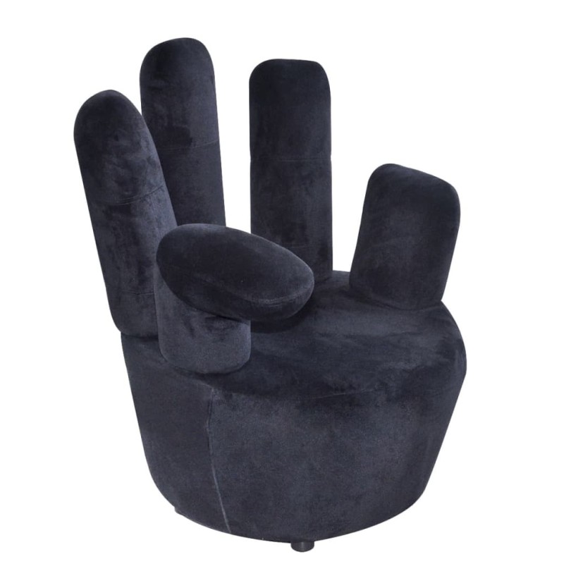Chaise en forme de main noir velours Chaise en forme de main noir velours