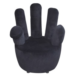 Chaise en forme de main noir velours 