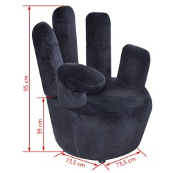Chaise en forme de main noir velours 