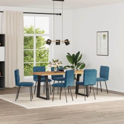 Chaises à manger lot de 6 bleu velours 
