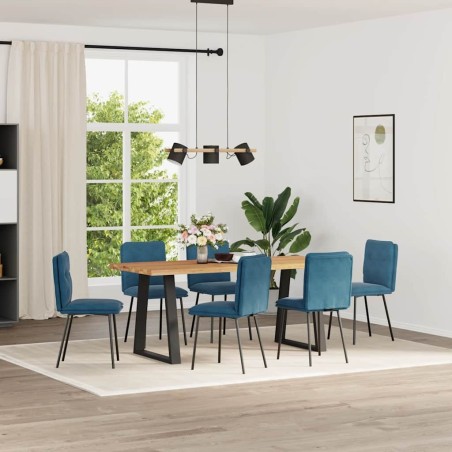 Chaises à manger lot de 6 bleu velours 