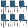 Chaises à manger lot de 6 bleu velours 
