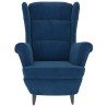 Fauteuil à oreilles avec tabouret bleu velours 