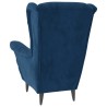 Fauteuil à oreilles avec tabouret bleu velours 