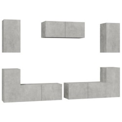 Ensemble de meubles TV 7 pcs Gris béton Bois d'ingénierie 