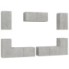 Ensemble de meubles TV 7 pcs Gris béton Bois d'ingénierie 