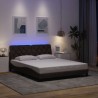 Cadre de lit avec LED sans matelas marron foncé 160x200cm tissu 