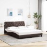 Cadre de lit avec LED sans matelas marron foncé 160x200cm tissu 