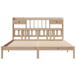 Lit bibliothèque sans matelas 180x200 cm bois massif de pin 