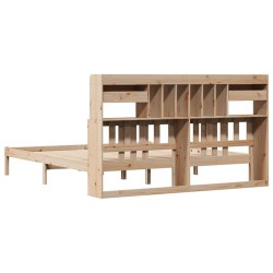 Lit bibliothèque sans matelas 180x200 cm bois massif de pin 