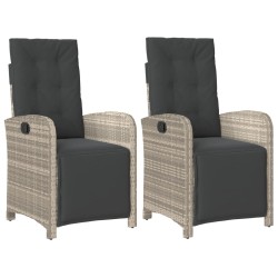 Chaises inclinables de jardin lot de 2 avec repose-pied rotin 