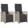 Chaises inclinables de jardin lot de 2 avec repose-pied rotin 