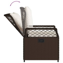 Ensemble à manger de jardin 3 pcs et coussins marron poly rotin 