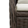 Ensemble à manger de jardin 3 pcs et coussins marron poly rotin 