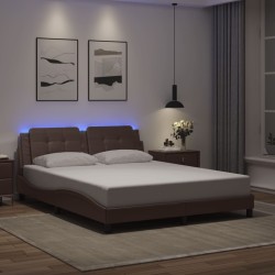 Cadre de lit avec LED sans matelas marron 160x200 cm 