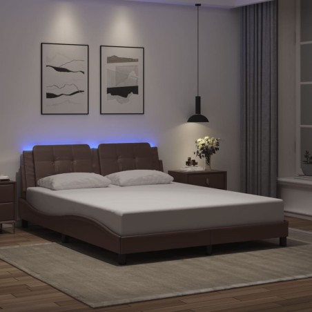 Cadre de lit avec LED sans matelas marron 160x200 cm 