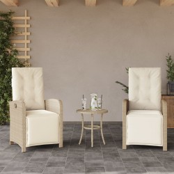 Chaises inclinables de jardin lot de 2 avec repose-pied rotin 