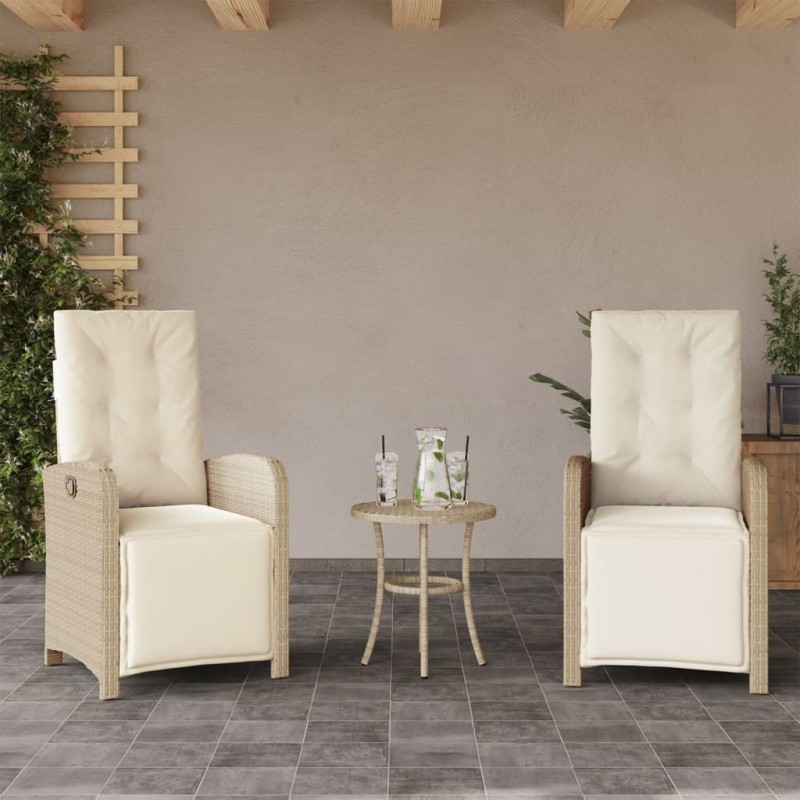 Chaises inclinables de jardin lot de 2 avec repose-pied rotin 