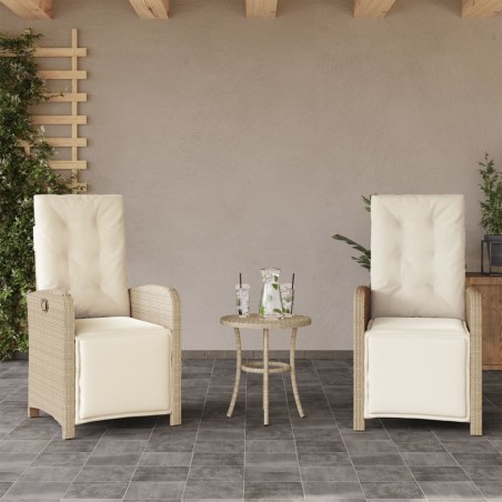 Chaises inclinables de jardin lot de 2 avec repose-pied rotin 