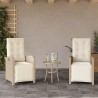 Chaises inclinables de jardin lot de 2 avec repose-pied rotin 