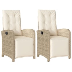 Chaises inclinables de jardin lot de 2 avec repose-pied rotin 