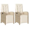 Chaises inclinables de jardin lot de 2 avec repose-pied rotin 