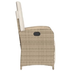 Chaises inclinables de jardin lot de 2 avec repose-pied rotin 